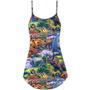 Dinosaur Art Coloful Style - V-Neck Sleeveless Cami Dress