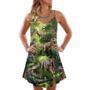 Dinosaur Cool In The Forest Style - V-Neck Sleeveless Cami Dress