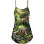 Dinosaur Cool In The Forest Style - V-Neck Sleeveless Cami Dress