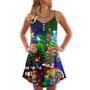 Dinosaur Lover Merry Christmas - V-Neck Sleeveless Cami Dress