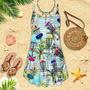 Disc Golf Tropical Palm Tree Spaghetti Strap Summer Dress