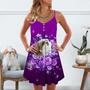 Dog And Purple Rose Butterfly Shih Tzu - Summer Dress