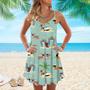 Dogs On Vacations Spaghetti Strap Summer Dress