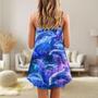 Dolphin Galaxy Neon Glow Style - V-Neck Sleeveless Cami Dress