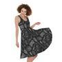 Doodle Lacrosse Pattern Print Sleeveless Knee Length Dress