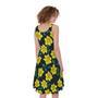 Drawing Daffodil Flower Pattern Print Sleeveless Knee Length Dress