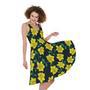 Drawing Daffodil Flower Pattern Print Sleeveless Knee Length Dress