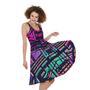 Ethnic Aztec Grunge Trippy Print Sleeveless Knee Length Dress