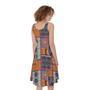 Ethnic Floral Patchwork Pattern Print Sleeveless Knee Length Dress