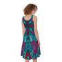 Ethnic Teal Bohemian Pattern Print Sleeveless Knee Length Dress