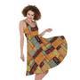 Ethnic Tiki Pattern Print Sleeveless Knee Length Dress