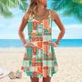 Exotic Tiki Pattern Spaghetti Strap Summer Dress