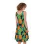 Exotic Tropical Pineapple Pattern Print Sleeveless Knee Length Dress