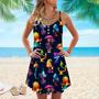 Fairy Fantasy Mushrooms Magic Colorful Spaghetti Strap Summer Dress