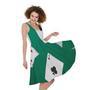 Falling Poker Cards Print Sleeveless Knee Length Dress