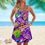 Fiesta Mexican Party Neon Spaghetti Strap Summer Dress