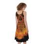 Fire Skull Print Sleeveless Knee Length Dress