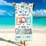 First Mom Now Grandma Flower Personalized Beach Towels Custom Names