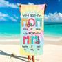 First Mom Now Grandma Flower Personalized Beach Towels Custom Names