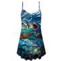 Fishing Shark Crazy Art Style - V-Neck Sleeveless Cami Dress