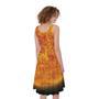 Flaming Sun Print Sleeveless Knee Length Dress