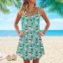 Flamingo Christmas in July Spaghetti Strap Summer Dress