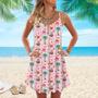 Flamingo Christmas in July Spaghetti Strap Summer Dress