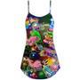 Flamingo Running Christmas Neon Art - V-Neck Sleeveless Cami Dress