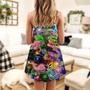 Flamingo Running Christmas Neon Art - V-Neck Sleeveless Cami Dress