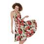 Floral Kimono Pattern Print Sleeveless Knee Length Dress