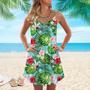 Floral Tropical Spaghetti Strap Summer Dress