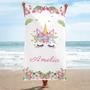 Flower Design Personalized Beach Towels Kids Adults Custom Gift