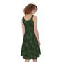 Forest Green Cannabis Leaf Print Sleeveless Knee Length Dress