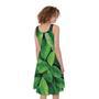 Fresh Green Leaf Print Sleeveless Knee Length Dress