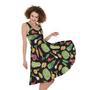 Fresh Vegetable Pattern Print Sleeveless Knee Length Dress