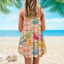 Fruits And Leaves Tropical Pattern Spaghetti Strap Summer Dress