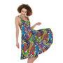 Funky Graffiti Pattern Print Sleeveless Knee Length Dress