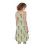 Giraffe With Glasses Pattern Print Sleeveless Knee Length Dress