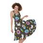 Girly Unicorn Donut Pattern Print Sleeveless Knee Length Dress