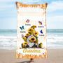 Gnome Grandma Butterfly Personalized Beach Towels Mom Summer Gift