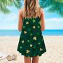 Gold And Green Shamrock Saint Patrick’S Day Spaghetti Strap Summer Dress