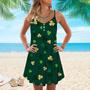 Gold And Green Shamrock Saint Patrick’S Day Spaghetti Strap Summer Dress