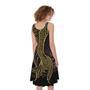 Gold Koi Carp Fish Print Sleeveless Knee Length Dress