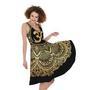 Gold Om Mandala Print Sleeveless Knee Length Dress