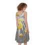 Golden Dollar Sign Explosion Print Sleeveless Knee Length Dress