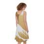 Golden Kanagawa Wave Print Sleeveless Knee Length Dress