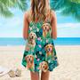 Golden Retriever Tropical Spaghetti Strap Summer Dress