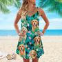 Golden Retriever Tropical Spaghetti Strap Summer Dress