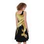 Golden Rooster Print Sleeveless Knee Length Dress