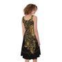 Golden Spiritual Owl Print Sleeveless Knee Length Dress